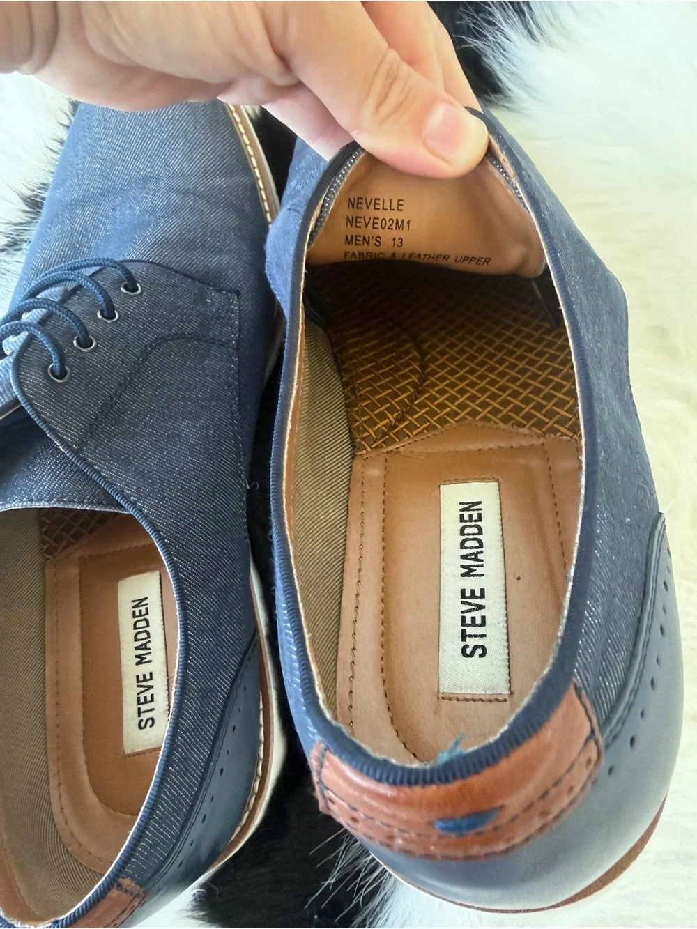 Steve Madden Men's Navy Canvas Derby Shoes, size 13, very good condition